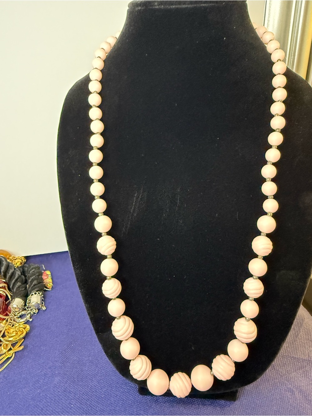 Vintage Matte Pink Bead Statement Necklace